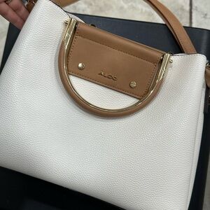 Aldo Cream and Tan Shoulder Bag